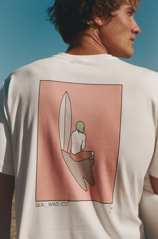 Tom Jean Webb X Sea_Washed Organic Cotton Tee, Surf Girl White
