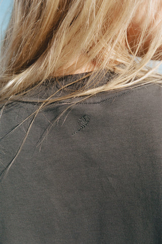 Cropped Organic Cotton Tee, Grey-Blu